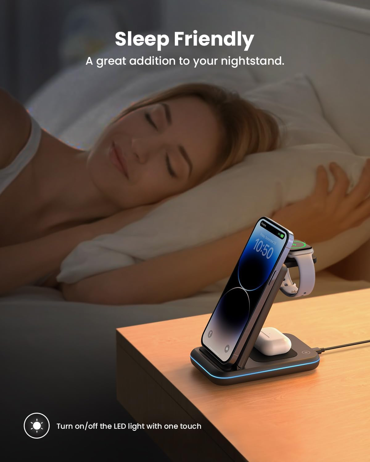 Wireless Charging Stand, 3 in 1 Wireless Charger Dock Station for Apple Watch 6 SE 5 4 3 2, Airpods 2/Pro, Iphone 13Pro Max/13 Pro/13/12/12Pro/11/11 Pro/X/Xr, Qi-Certified Phones