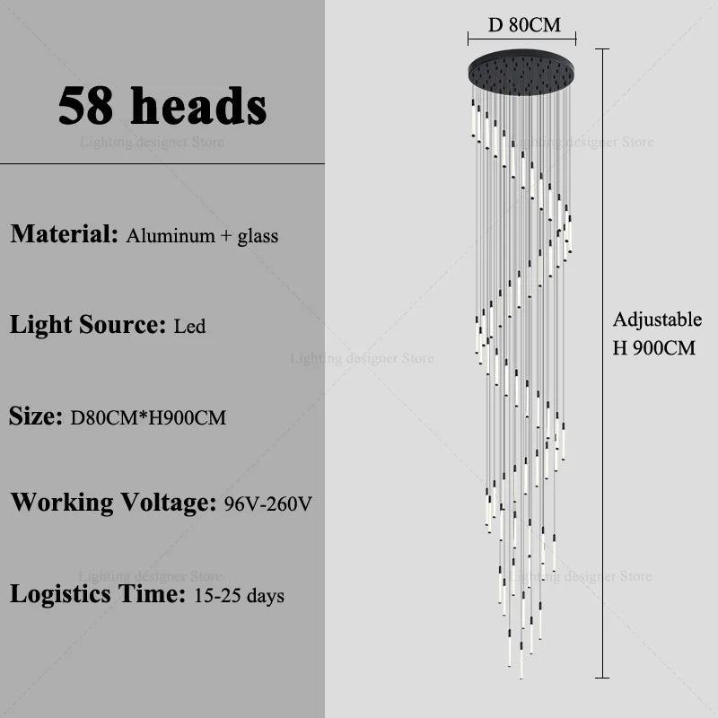 Modern Lighting Long Staircase Pendant Light Ceiling Chandelier hanging lights Stair Chandelier