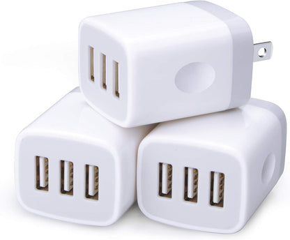 USB Charging Plug Wall Charger Adapter 3Pack Universal Travel 