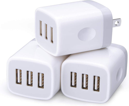 USB Charging Plug Wall Charger Adapter 3Pack Universal Travel 