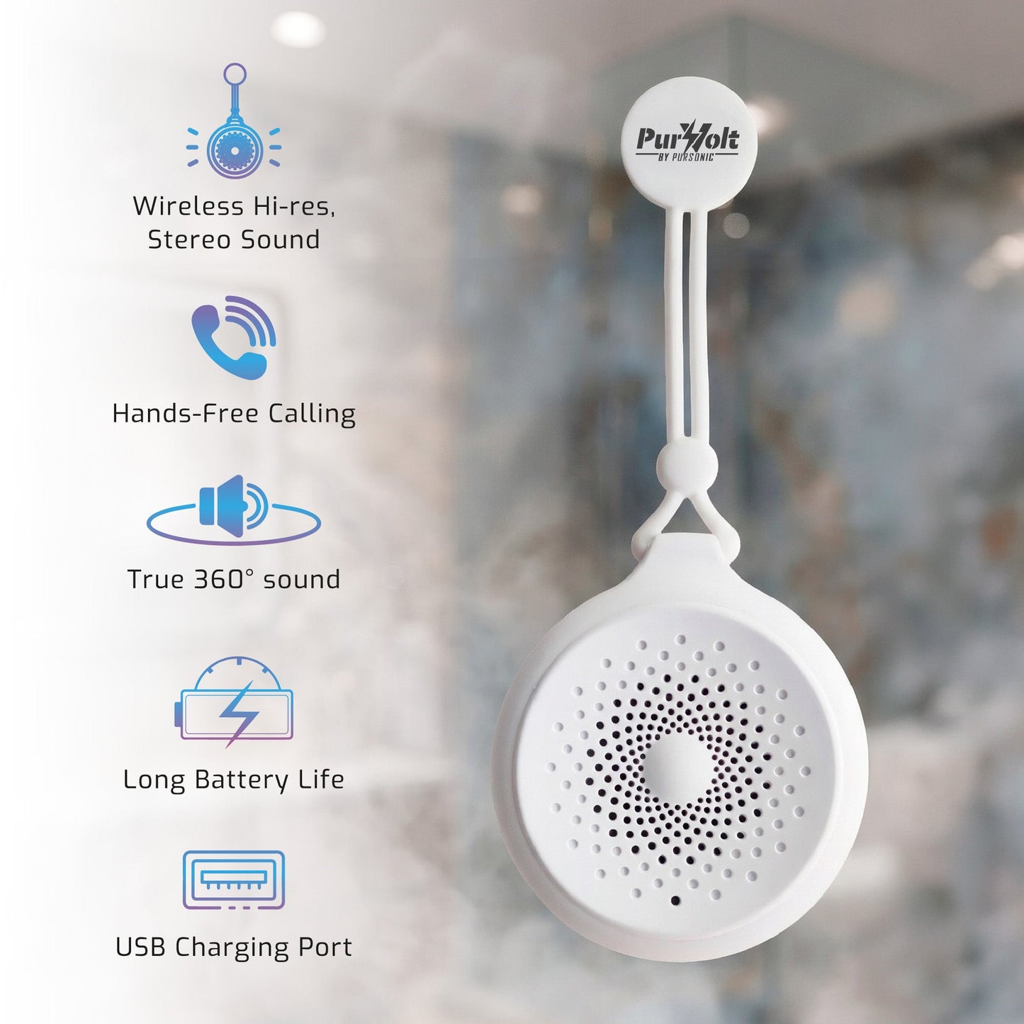 Pursonic Peak Wireless Speaker & Pursonic Waterproof Wireless Speaker Bundle – 360° Hi-Res Sound Anywhere, Anytime