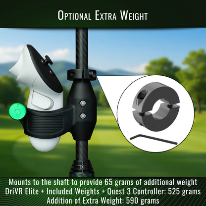 DriVR Elite Mini -  Adjustable VR Weighted Golf Club Handle Accessory - Compatible with Quest 2, 3/3s, and Pro