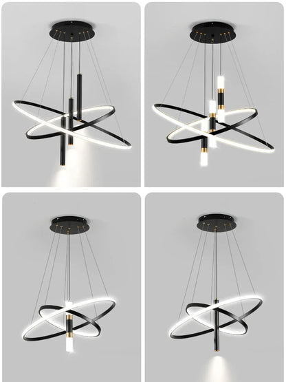 Modern Round LED Chandeliers for Living Room Dining Room Kitchen Island Luster Pendant Lights Fixture Home Decor Indoor Lighting