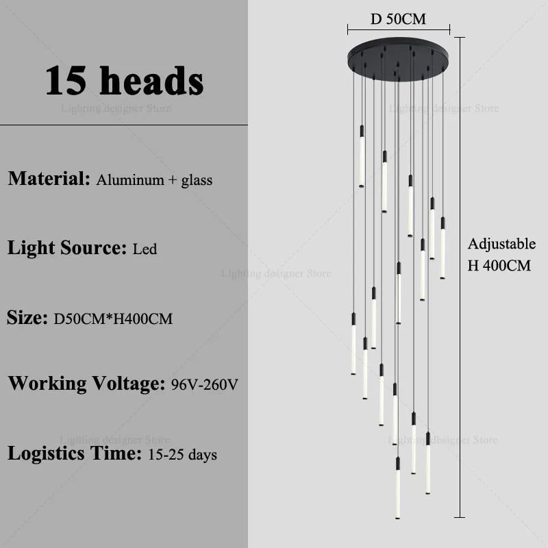 Modern Lighting Long Staircase Pendant Light Ceiling Chandelier hanging lights Stair Chandelier