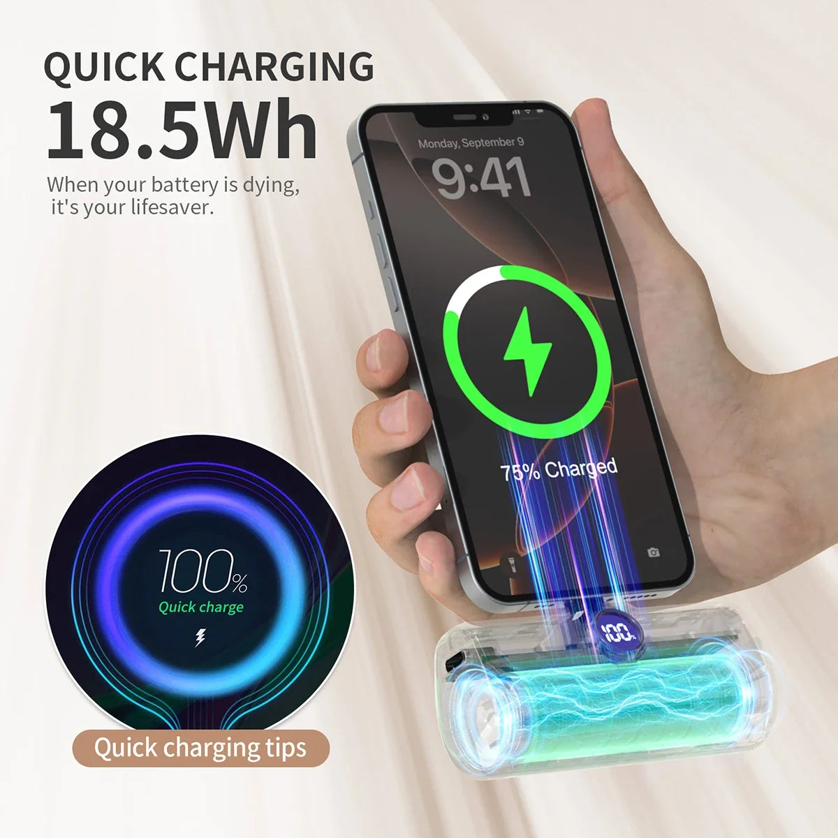 5000mAh Mini Power Bank with LED Display – Fast Charge