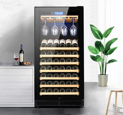 80 Bottle Wine Furniture Quiet Constant Temperature Energy Efficient Fridge with Wine Cooler for Home Office Living Room