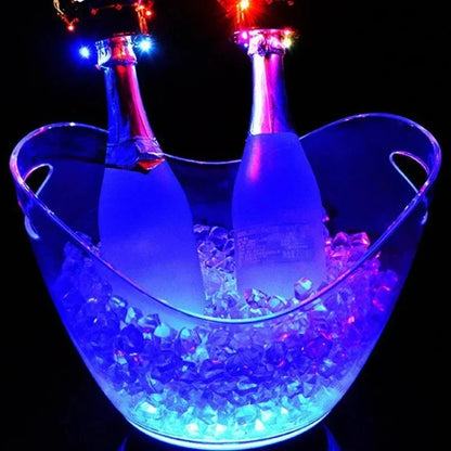 Unbreakable LED Ice Bucket Light Up Beverage Cooler for Wine Champagne and Cocktails at Bars and Nightclubs 2L 5L PS ABS