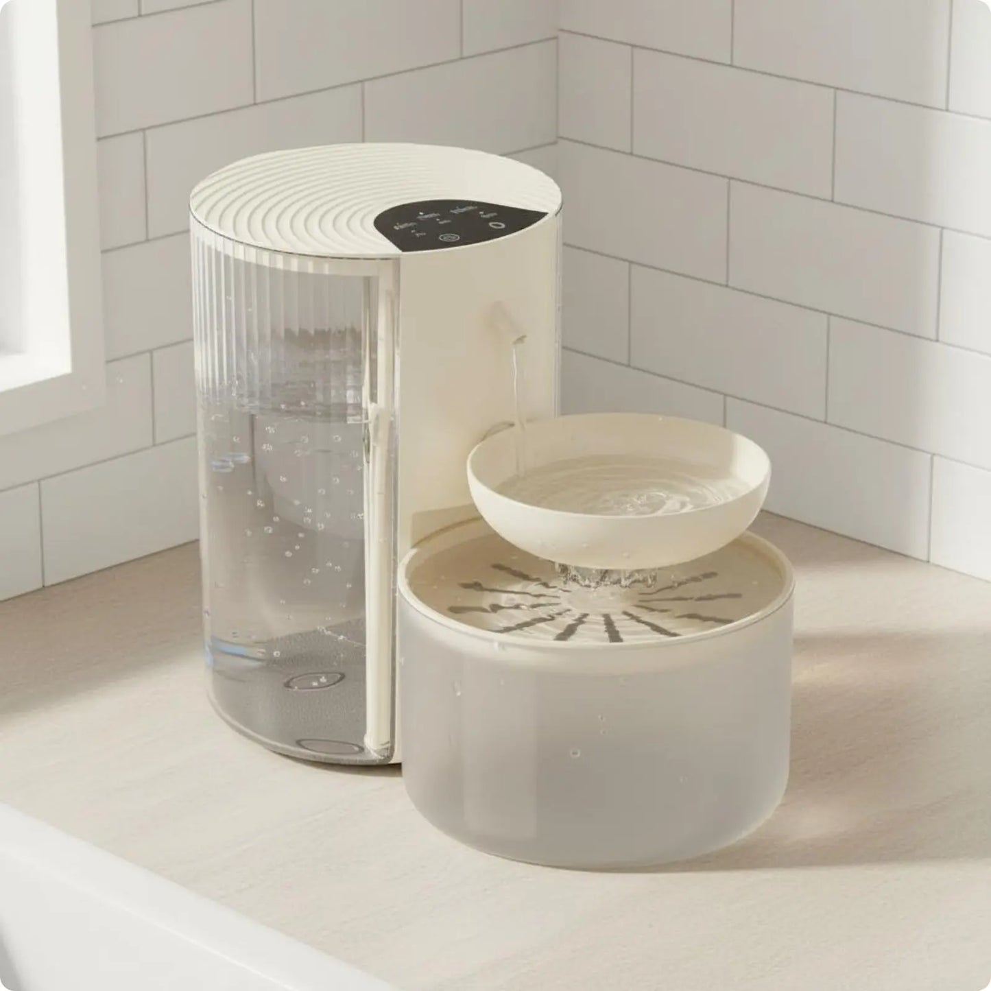 Clean Water Separator Fountain Two Reservoir Design 3L Feline Water Dispenser for Cats