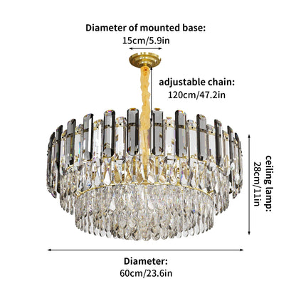Modern K9 Crystal Chandelier Round Ceiling Fixtures Pendant Lights Living Room Bedroom