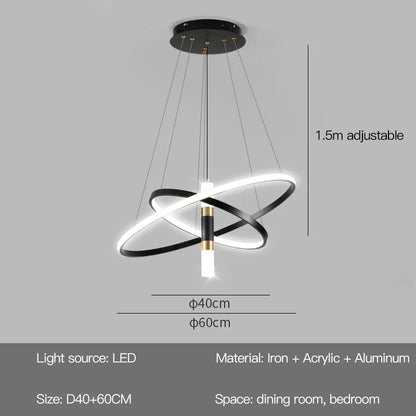 Modern Round LED Chandeliers for Living Room Dining Room Kitchen Island Luster Pendant Lights Fixture Home Decor Indoor Lighting