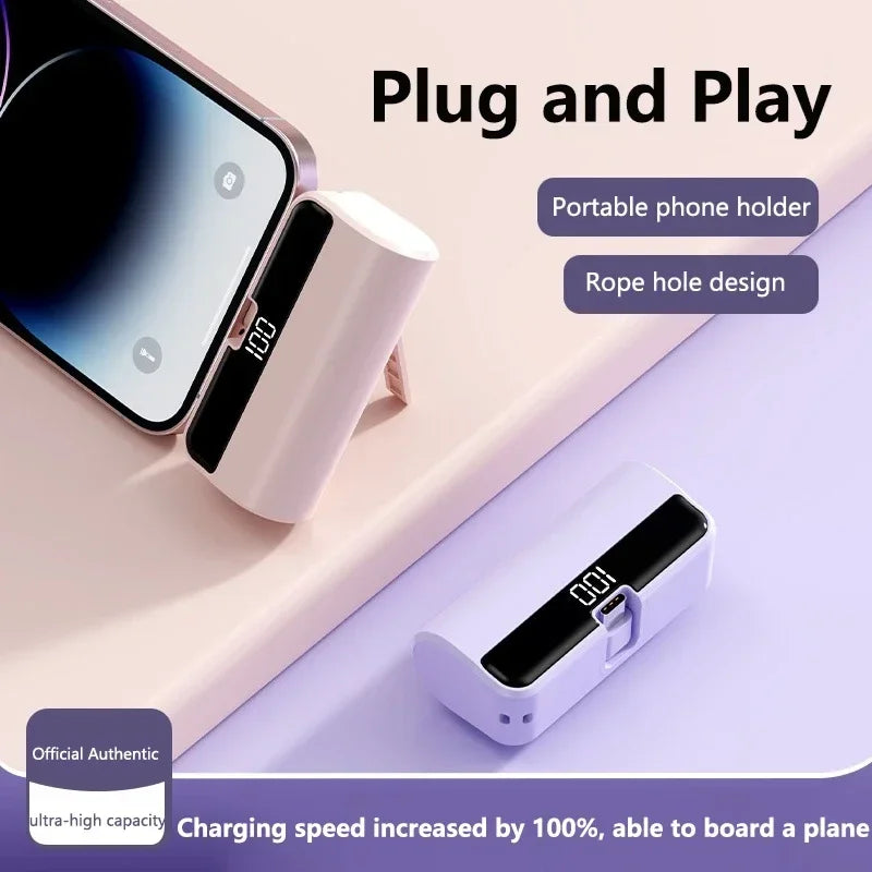 Mini Capsule 50000mAh High Capacity Power Bank... For iPhone Huawei Samsung
