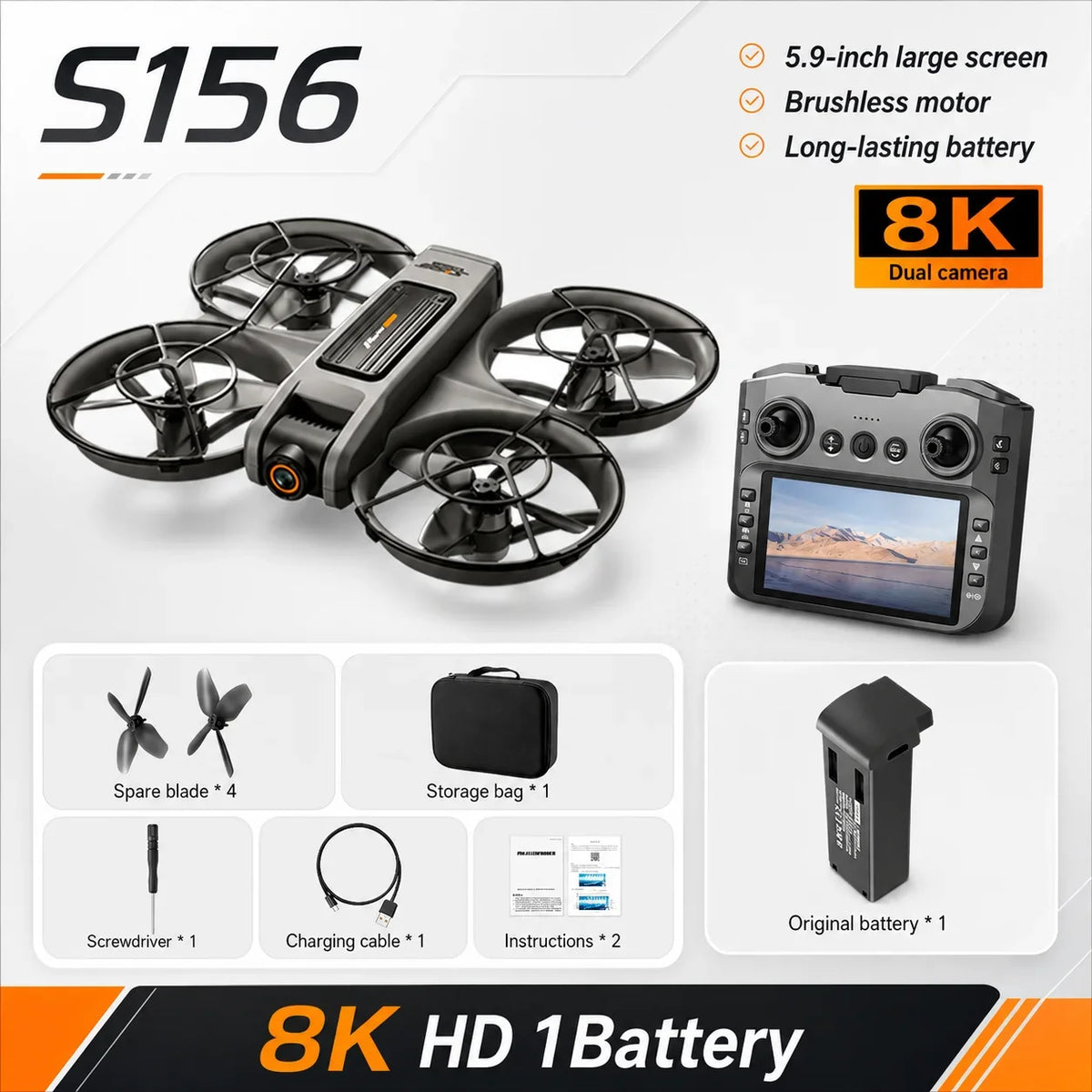 RC Drone with Camera – Stable Hover, Brushless, Wind Resistant