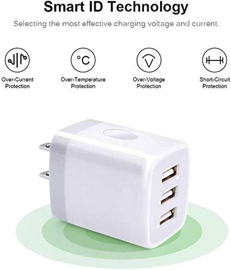 USB Charging Plug Wall Charger Adapter 3Pack Universal Travel 