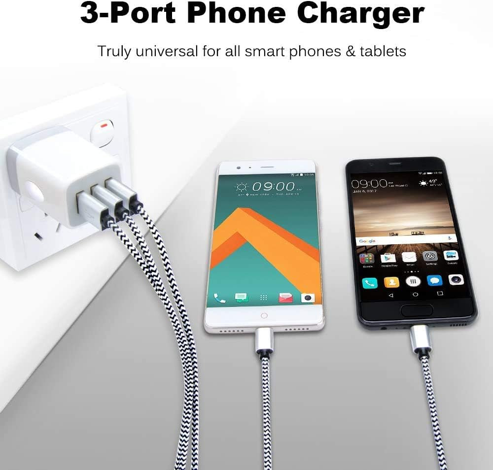 USB Charging Plug Wall Charger Adapter 3Pack Universal Travel 