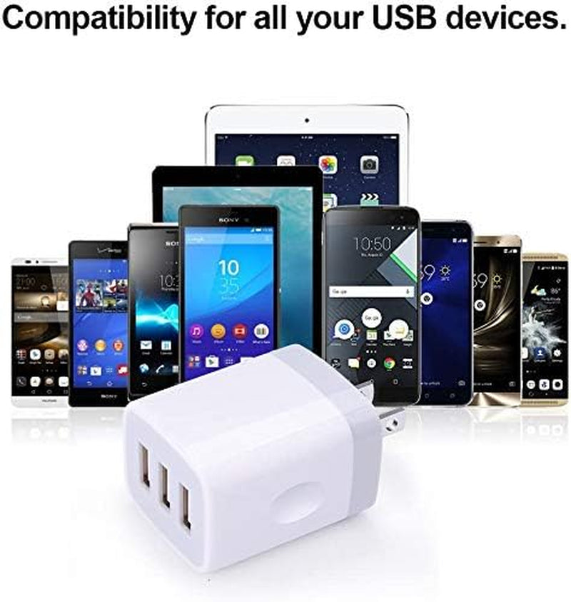 USB Charging Plug Wall Charger Adapter 3Pack Universal Travel 